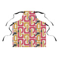 Retro Geometric Apron — 1970s Pink & Mustard Kitchen Apron, Vintage Mid-Century Pattern