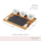 Acacia & Slate Cheese Board Set with Ceramic Bowls