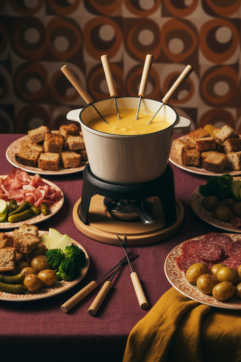 Cast Iron Fondue Set Retro Abundant